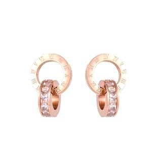 Rose Gold Diamonique Circle Roman Number Earrings Brand New✨
